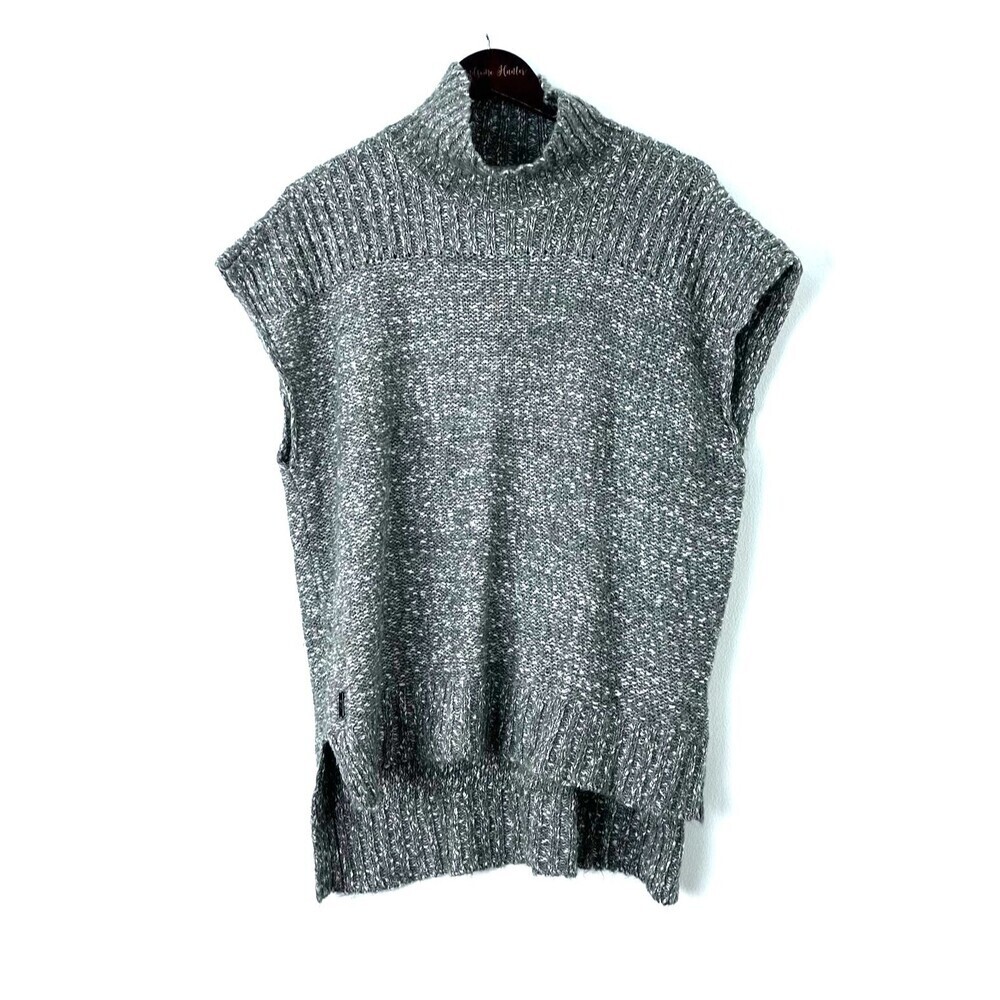Lole Women Gray Sleeveless Chunky Knit Mohair Blend Sweater Size Small 1355H1